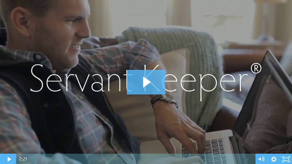Title slide of Servant Keeper overview video that briefly explains church software and how it helps churches.
