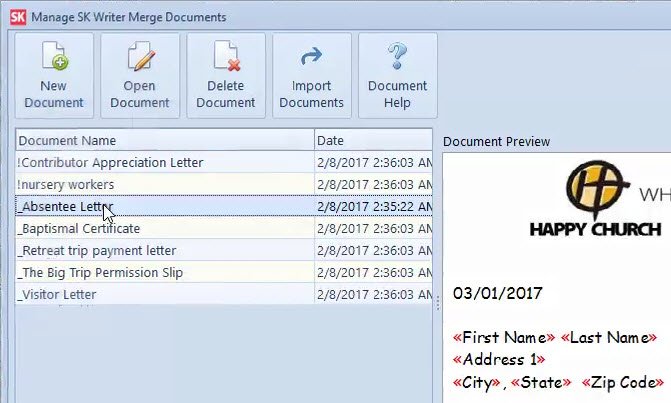 merge an email or letter by simply selecting the document you want, and then dragging and dropping fields into the document