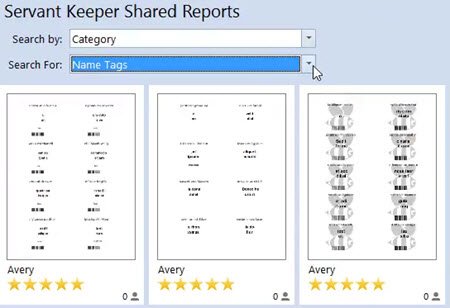 select from a variety of shared reports in Servant Keeper church software.